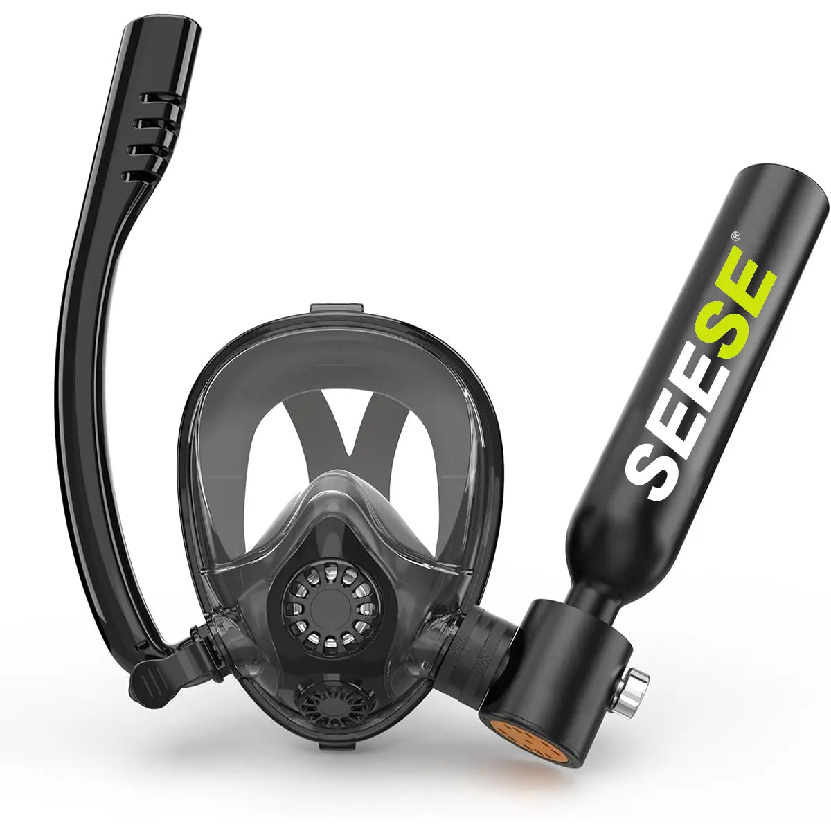 Mini Scuba Tank with Snorkel Mask 0.5L Portable Small Diving Tank with Full Face Diving Mask Reusable DOT Certified Pony Bottle Diving Cylinder Kit